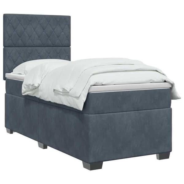 Maison Exclusive - Boxspring seng med madras Mørkegrå 90 x 190 cm Velour Mörkgrå