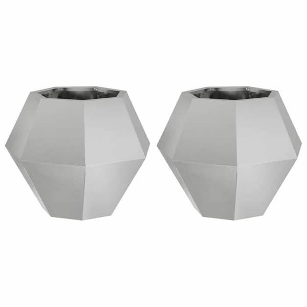 Jardinière - EXKLUSIVT HUS - 50 x 50 x 40 cm - Rektangulär - Rostfritt stål - Pack 2 Silver