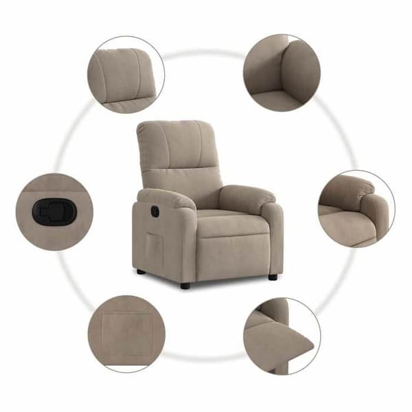 Lænestol - EKSKLUSIV HUS - Taupe - Mikrofiber - Læneposition 135° - Lateral lomme mol