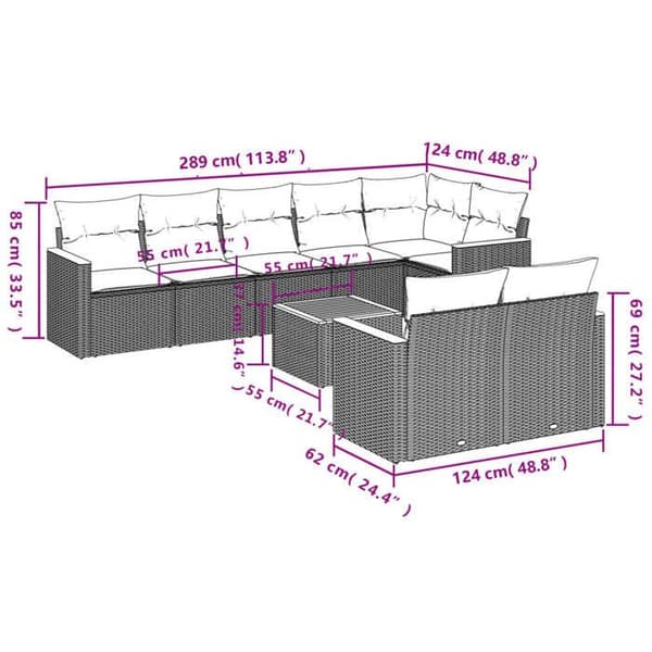 Maison Exclusive - Patio Sohvaryhmä 9 paikkaa Harmaa Grå