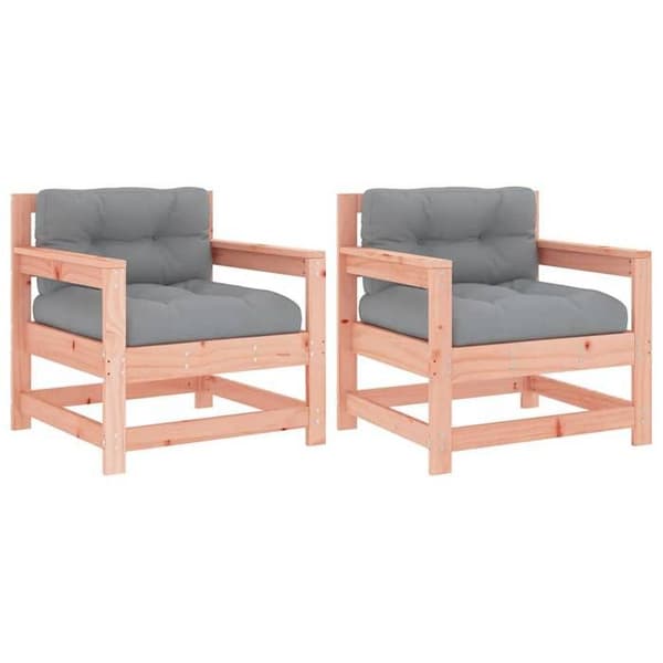 Maison Exclusive - Trädgårdsstolar med kuddar, set om 2, massiv douglas