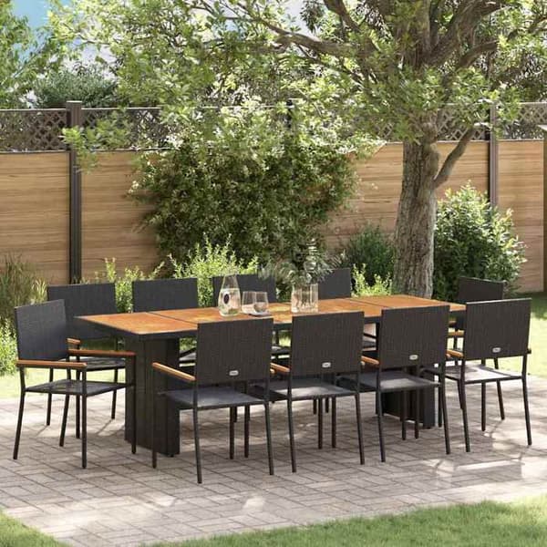 Maison Exclusive - 11 pc have spisebordssæt i sort polyrotin Svart