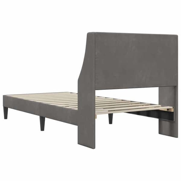 Maison Exclusive - Sängram med huvudgavel Mörkgrå 90 x 190 cm Sammet