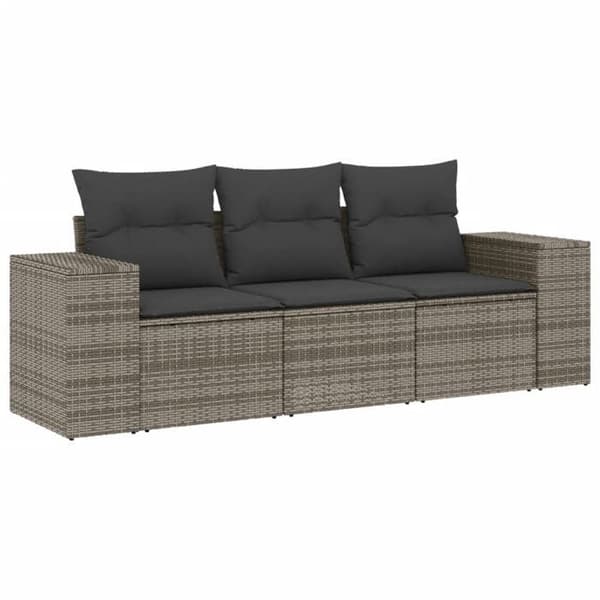 Maison Exclusive - Trädgårdsmöbler med kuddar 3 delar grå flätad resin