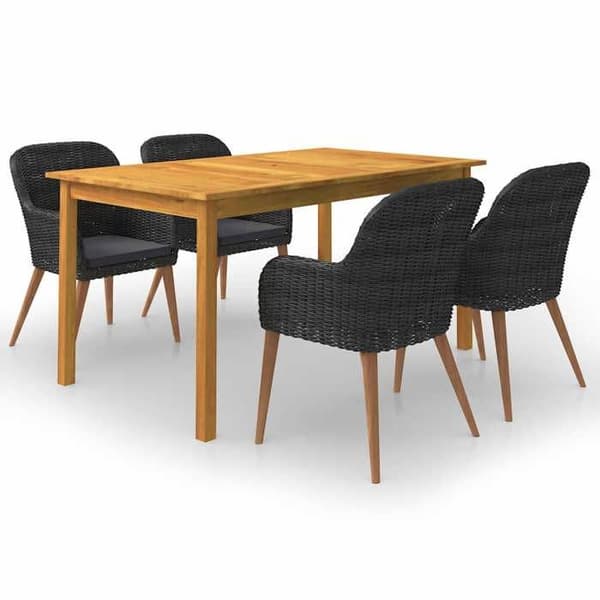Maison Exclusive - 5 osan musta puutarhakalustesarja Svart