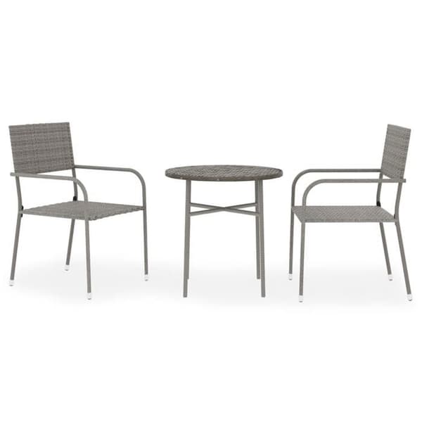 Maison Exclusive - Trädgårdsset 3 delar i flätad resin Grå