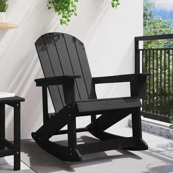 Maison Exclusive - Musta HDPE keinutuoli Adirondack