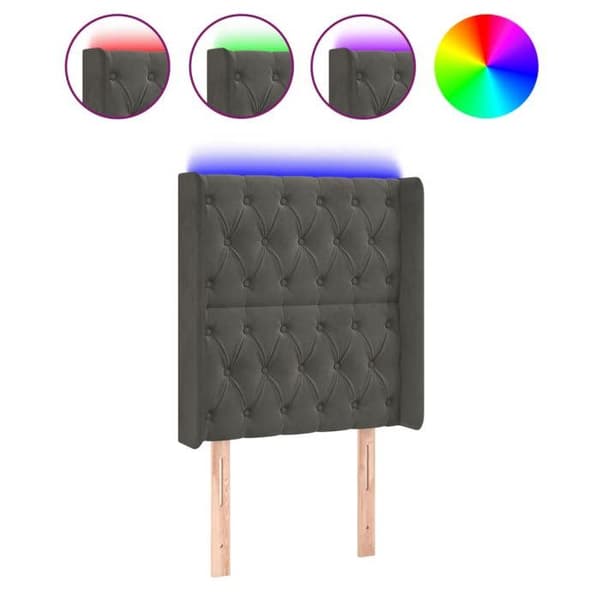 Maison Exclusive - LED-huvudgavel Mörkgrå 83x16x118/128 cm Sammet mörkgrå