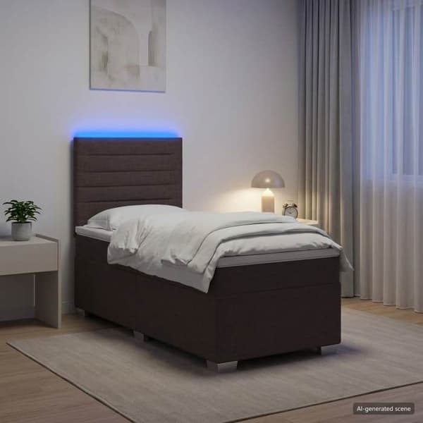 Maison Exclusive - Boxspring seng med madras Mørkebrun 90 x 190 cm Stof