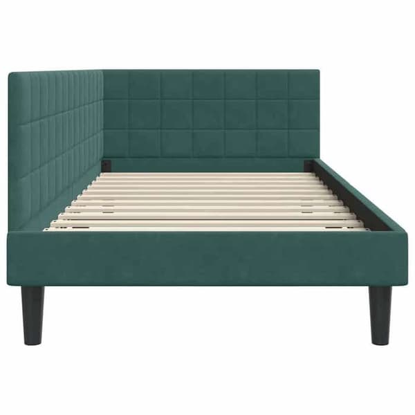 Maison Exclusive - Mörkgrön hörnsängram 90 cm x 190 cm Sammet
