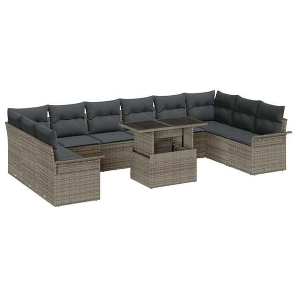 Trädgårdsmöbler - EXKLUSIVT HUS - Modulär - Poly rattan & polyester - Justerbart bord - Väderbeständig Neutrala färger