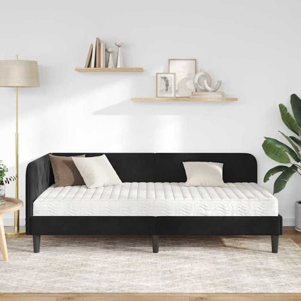 Maison Exclusive - Svart hörnsängram 90 x 190 cm Sammet