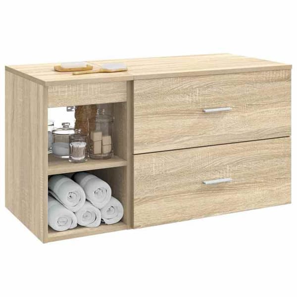 Maison Exclusive - Sæt af 2 pc badeværelsesmøbler Sonoma eg