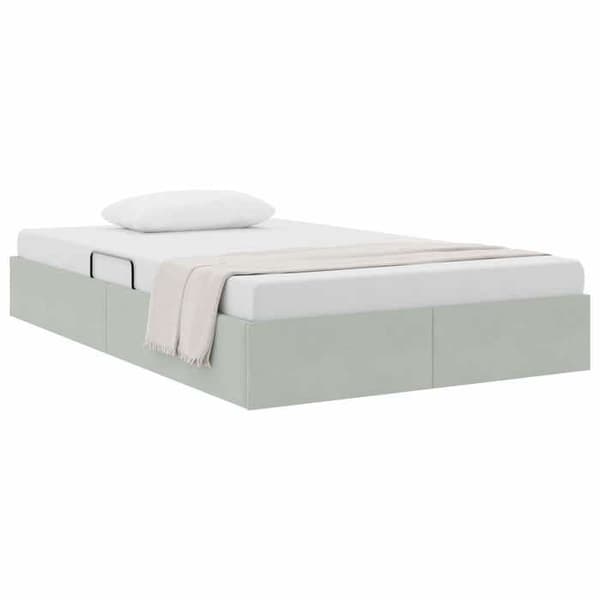 Maison Exclusive - Sängram ottoman Ljusgrå 120 x 200 cm Sammet