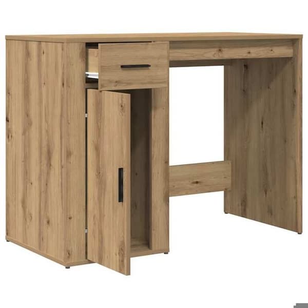 Maison Exclusive - Håndlavet egetræskontor 100x49x75 cm ingeniørtræ Ek