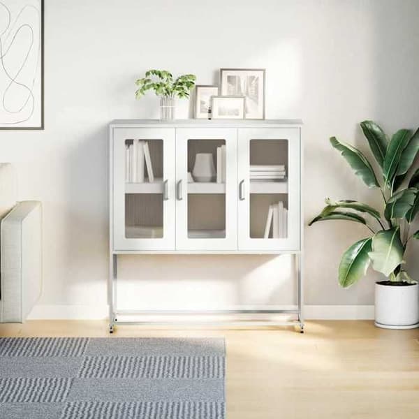 Maison Exclusive - Buffé vit 100,5x39x107 cm kallvalsat stål