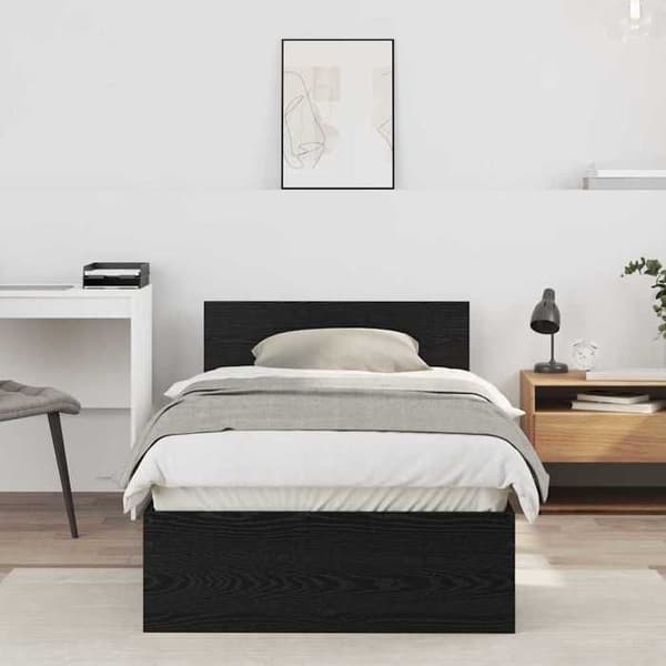 Sengestel - EKSKLUSIV HUS - 75 x 190 cm - Sort eg - Ingeniørtræ - Lamelseng svart ek