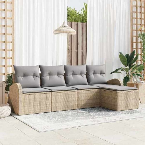 Maison Exclusive - 5 osan beige polyrottinkinen puutarhakalustesetti beige