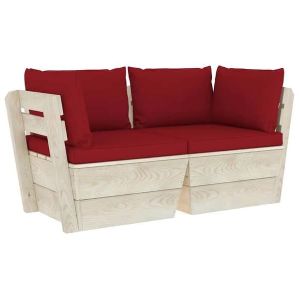 Sofa palette 2 pladser - MAISON EXCLUSIVE - Furu træ - Polyester puder - Tykt polstring - Til haven