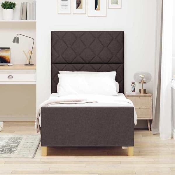 Sängram - EXKLUSIV HEM - Modern - 90 x 200 cm - Mörkbrun sammet - Dold förvaring Mörkbrun