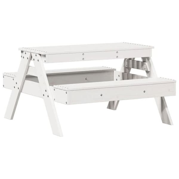 Maison Exclusive - Barnpicknickbord i vit massiv furu