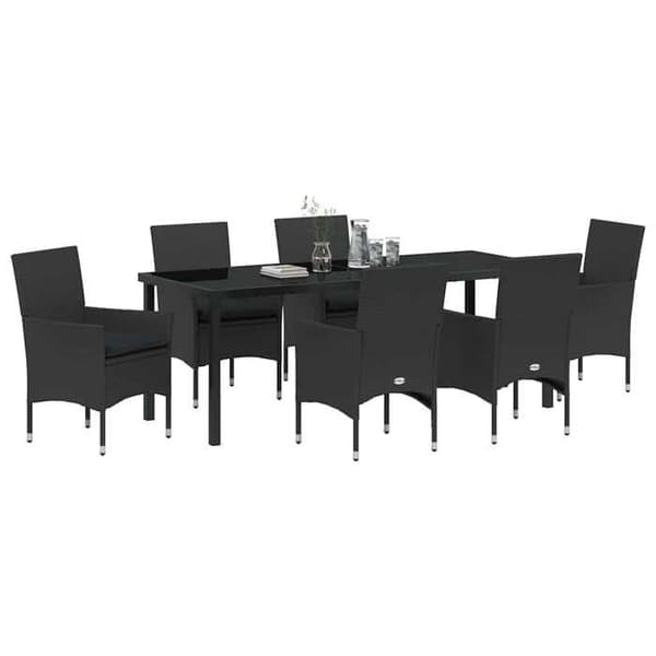 Maison Exclusive - 7 pc have spisebordssæt i sort polyrotin Svart