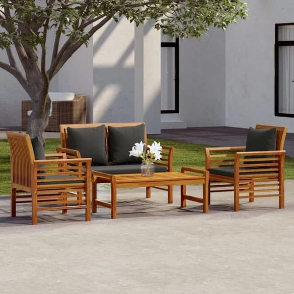 Maison Exclusive - Havegruppe 4 stk med puder i solid akacietræ