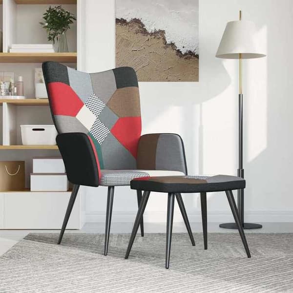 Maison Exclusive - Avkopplingsstol med puff i patchworktyg