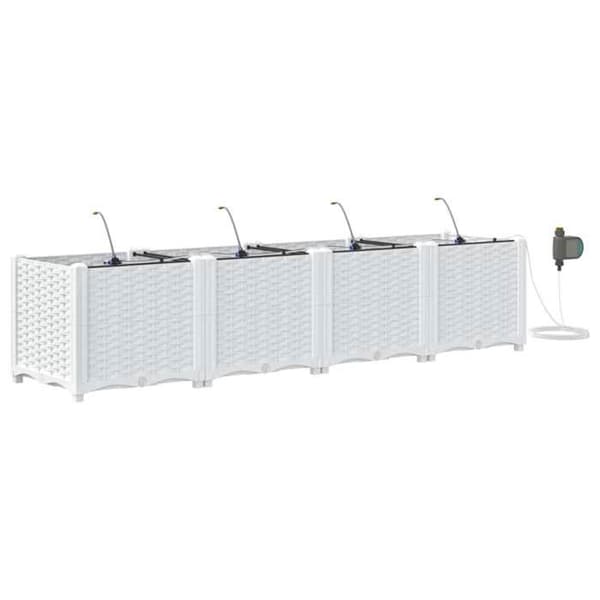 Rektangulär kruka - EXKLUSIV HEM - Pack 4 - Vit - 160 x 40 x 37,5 cm - Väderbeständig PP Vit