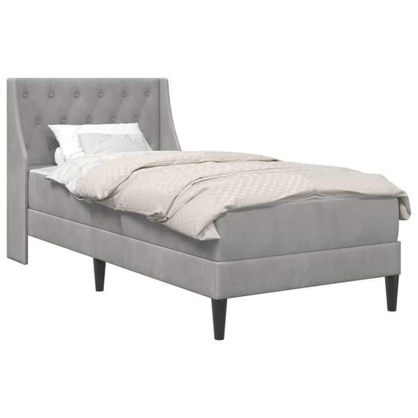 Maison Exclusive - Sängram med madrass Ljusgrå 90 x 200 cm Sammet