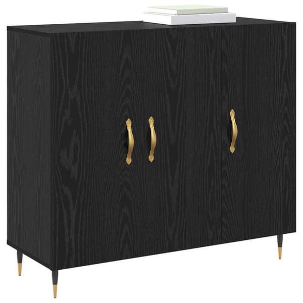 Maison Exclusive - Buffet Sort egetræ 90 x 34 x 80 cm Ingeniørtræ svart ek