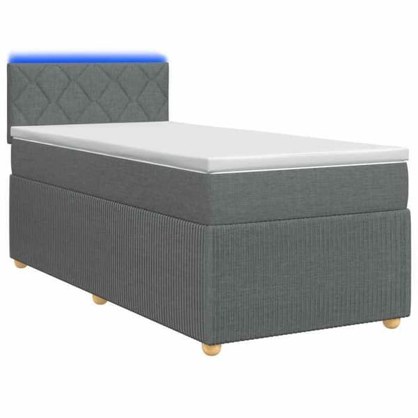 Sengestel med madras - EKSKLUSIV HUS - Boxspring seng - 100x200 cm - Mørkegrå - Justerbar hovedgærde Mörkgrå