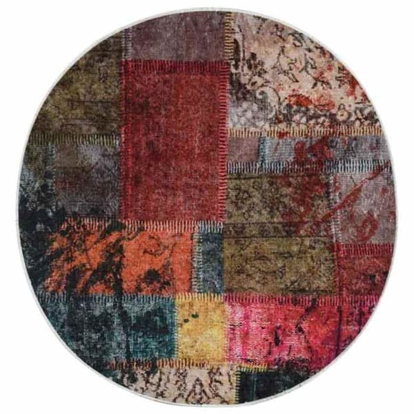 Maison Exclusive - Vaskbar Patchwork tæppe φ120 cm multicolor Flerfärgad
