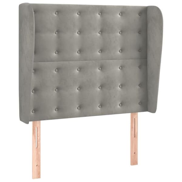 Maison Exclusive - Pääty, jossa korvat, Vaaleanharmaa 103x23x118/128 cm Sametti Ljusgrått