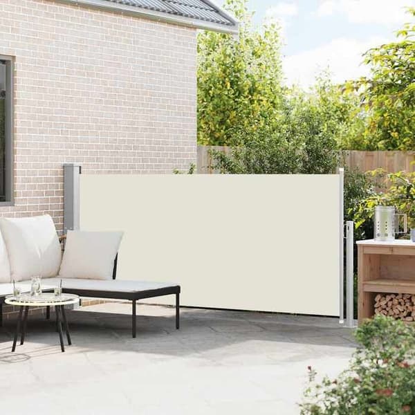 Maison Exclusive - Retractable side awning 140 x 314 cm Off-white Äggskal
