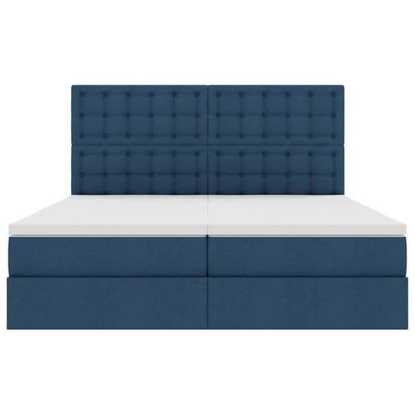 Förvaringssäng - EXKLUSIV HEM - 200 x 200 cm - Blå - Polyester huvudgavel - Hydraulisk lyft Blå
