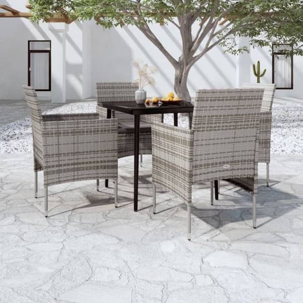 Maison Exclusive - Have spisebordssæt med puder 5 stk Grå/sort
