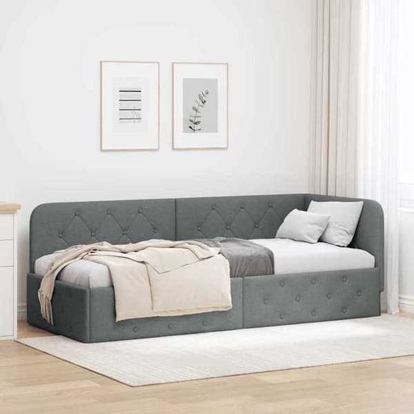 Maison Exclusive - Mörkgrå hörnsängram 80 x 200 cm tyg