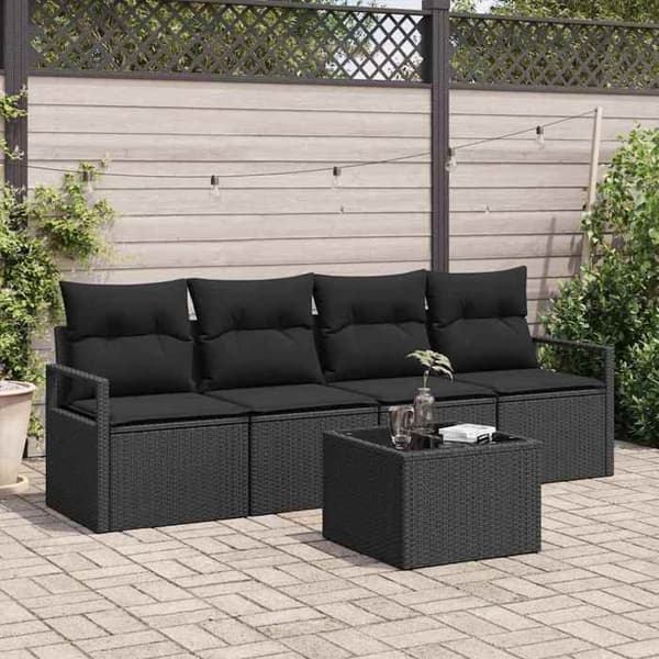 Maison Exclusive - 5-delars soffgrupp 4-sits svart polyrotting Svart
