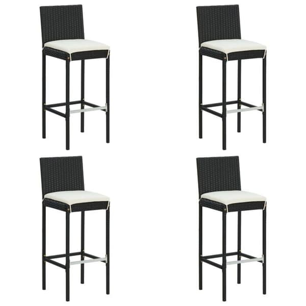 Havemøbel sæt - Eksklusivt hus - 5 dele - Sort poly rattan - Tempereret glas top