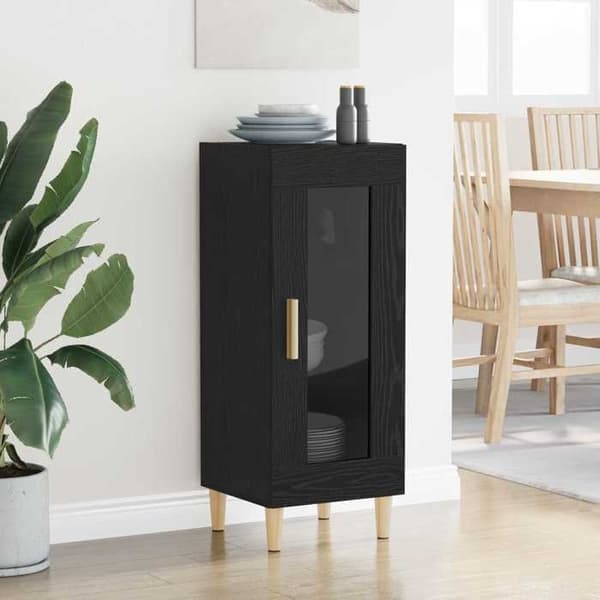 Maison Exclusive - Buffet Sort egetræ 34,5 x 32,5 x 90 cm Ingeniørtræ svart ek
