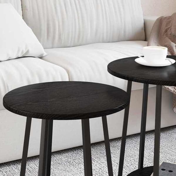 Maison Exclusive - Sæt af 2 sideborde Sort eg 50 x 50 x 51 cm svart ek