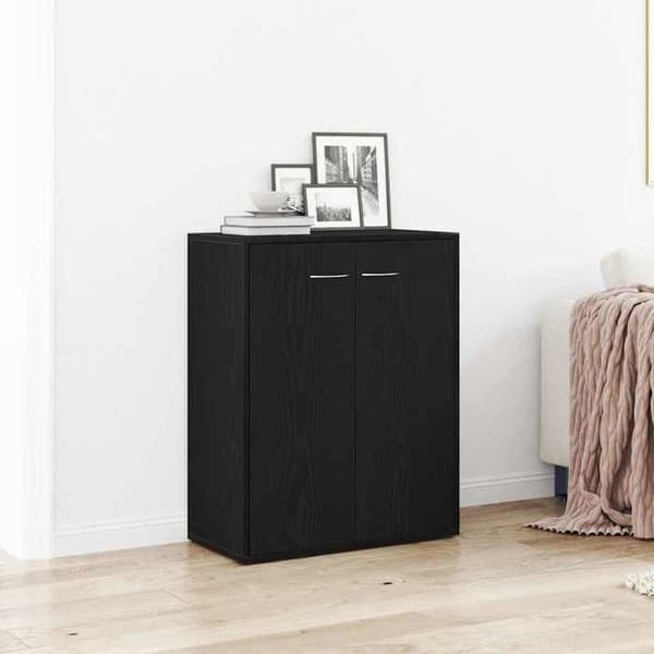 Maison Exclusive - Buffet i sort egetræ 60x30x75 cm ingeniørtræ