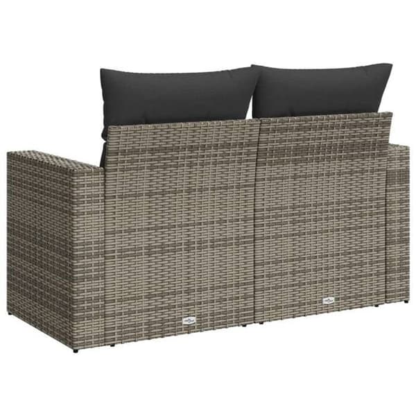 Maison Exclusive - Trädgårdssoffa 2 platser med grå kuddar i flätad resin