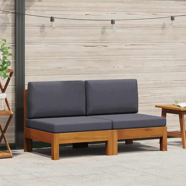 Maison Exclusive - Centrale sofaer 2 stk med mørkegrå puder i solid akacietræ