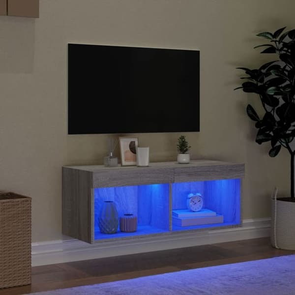 Maison Exclusive - TV-møbel med LED-lys sonoma grå 80x30x30 cm