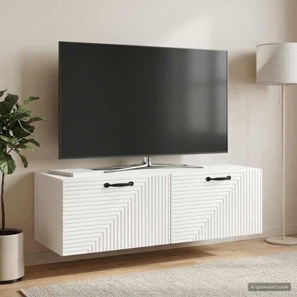 Maison Exclusive - Väggmonterad TV-möbel Väggmontering Vit glans 98 x 41 x 30 cm