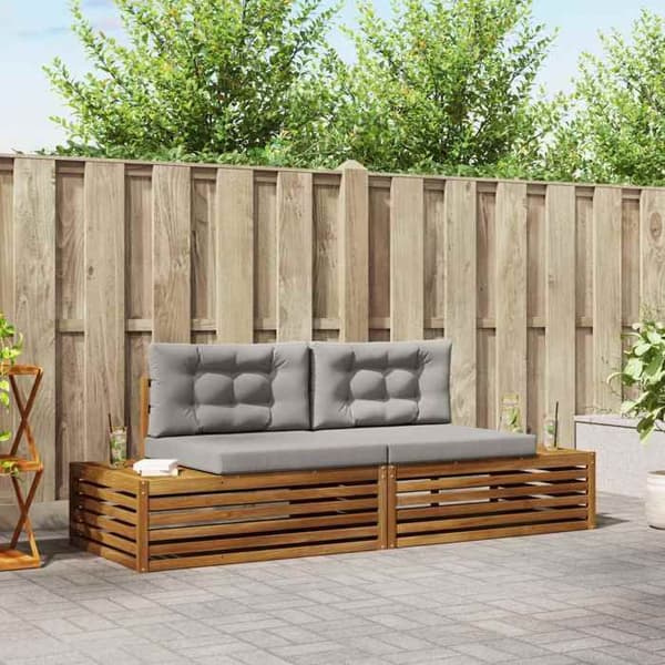 Maison Exclusive - 2 kpl Ulkokalusteiden Sohvasetti Harmaa Luonnollinen ja Vaalea