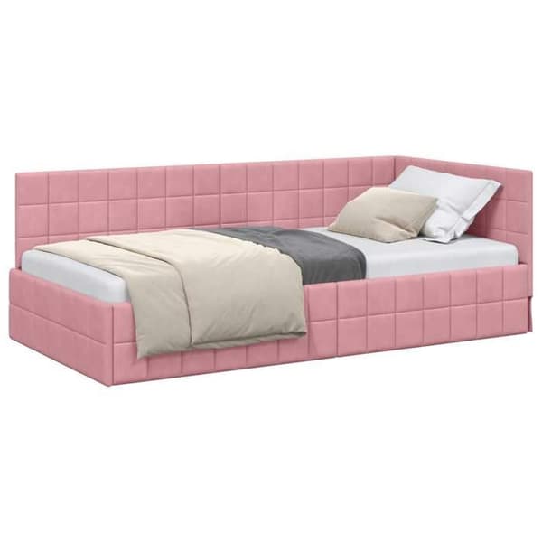 Maison Exclusive - Hörnsängram Rosa 100 cm x 200 cm Sammet