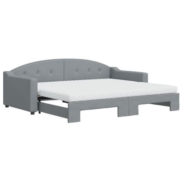 Maison Exclusive - Dagbädd med utdragssäng och ljusgrå madrass 90x200 cm tyg